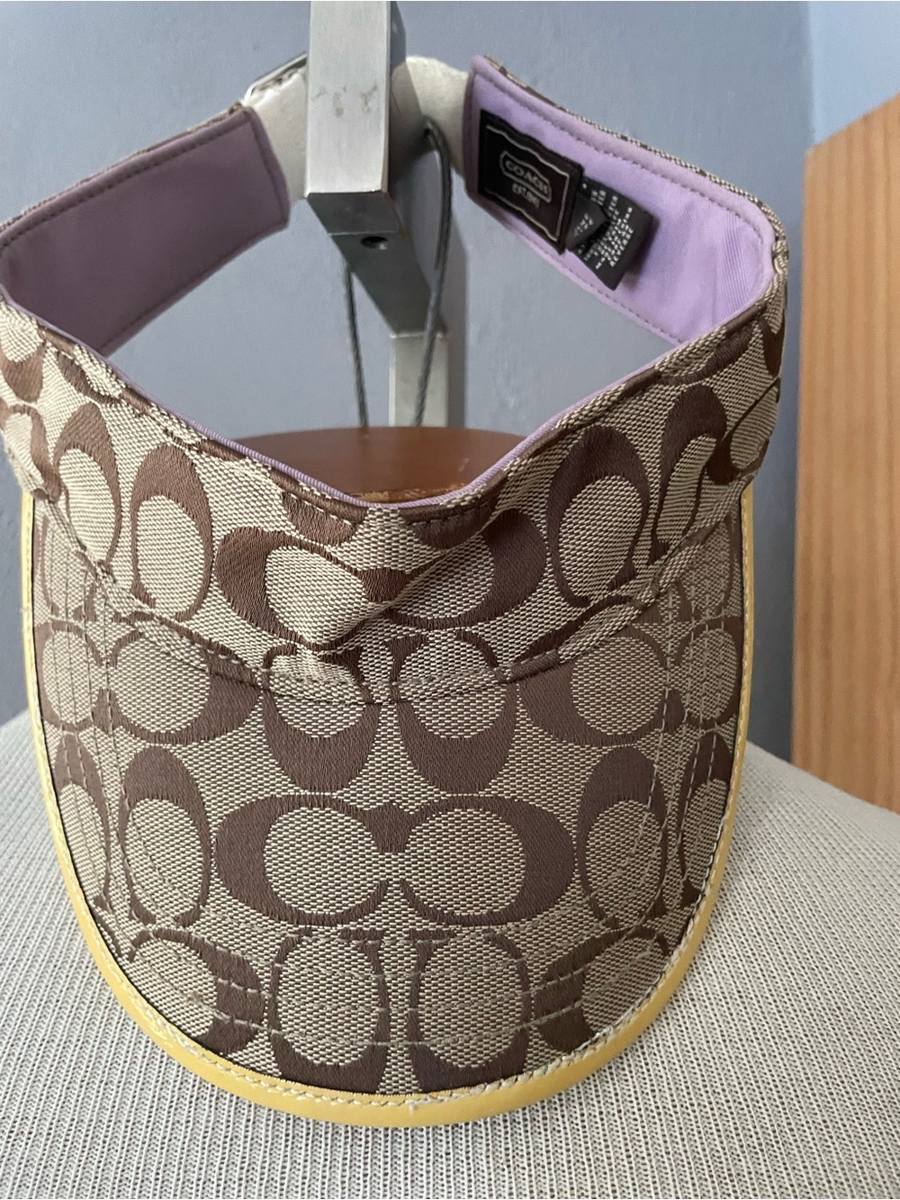 Coach Brown Signature Visor with Yellow Trim - Picture 2 of 5